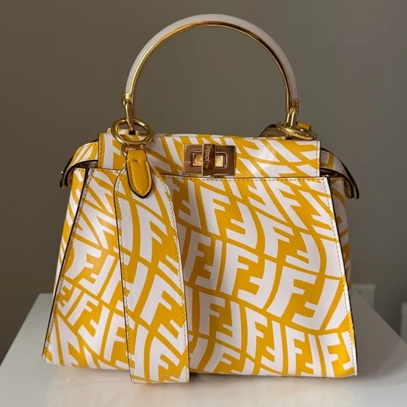 🌼Fendi Peekaboo x Sarah Coleman FF Vertigo - Mini Mimosa/White Gold Hardware - Picture 3 of 16